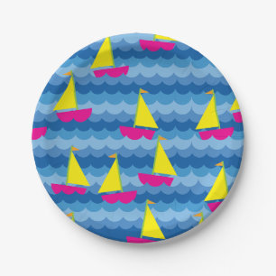 Sailing Sail Boat Cute Kids Birthday Party Paper Plate