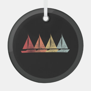 Sailing Sail Boat Retro Glass Ornament