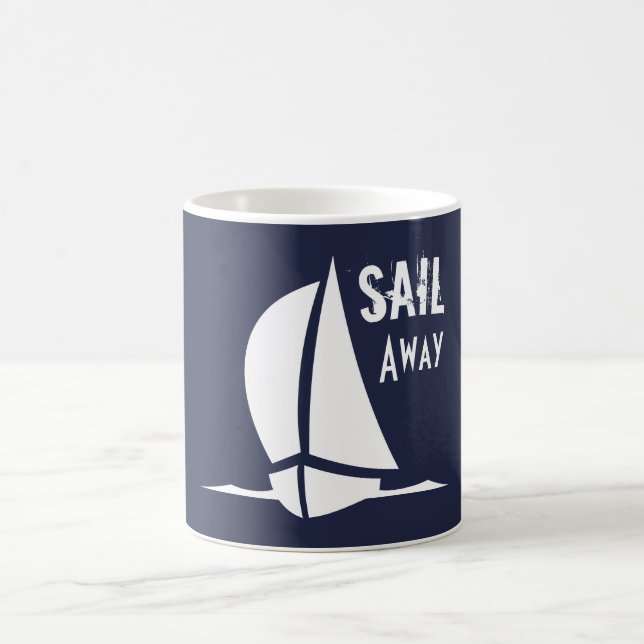 Sailing Sail Sailboat Navy and White Coffee Mug (Center)
