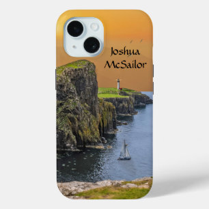Sailing Sailboat and Lighthouse Personalize name iPhone 15 Case