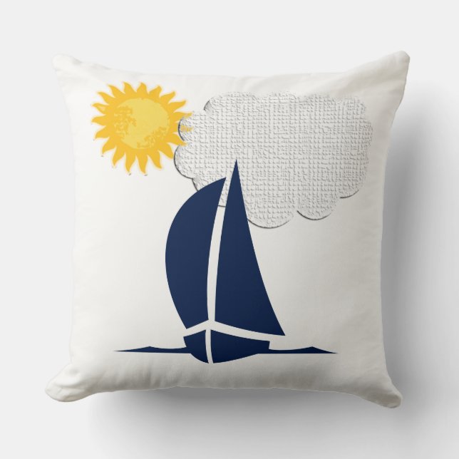 Sailing  Sailboat Animated Throw Pillow (Front)