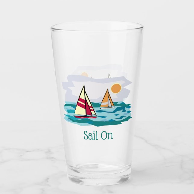 Sailing Sailboat Design Drinking Glass (Front)
