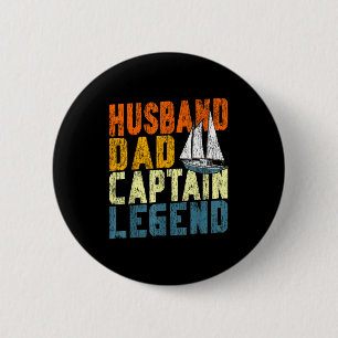 Sailing sailboat retro vintage husband dad captain 2 inch round button