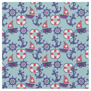 Sailing, Sailing   Nautical   Red, White and Blue Fabric