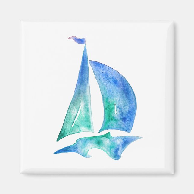 Sailing Sailor Sailboat Boat Blue Art Magnet (Front)