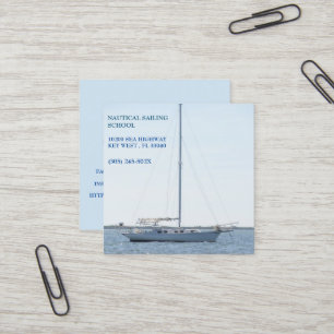 Sailing School/ Sailing Instructor/White Sailboat Square Business Card