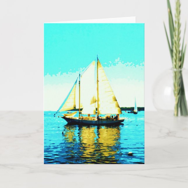 sailing schooner greeting card (Front)