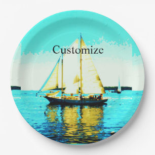 Sailing schooner Thunder_Cove Cake Stand Paper Plate