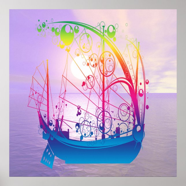 Sailing Ship at Dawn Poster (Front)