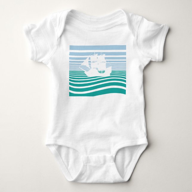 Sailing ship baby bodysuit (Front)