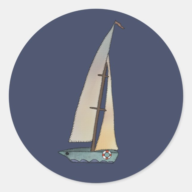 sailing ship classic round sticker (Front)