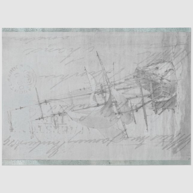 Sailing Ship Furniture Decoupage Tissue Paper (Front)
