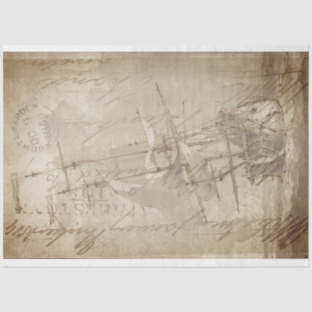 Sailing Ship Furniture Decoupage Tissue Paper (Front)