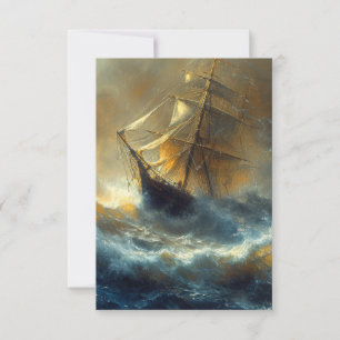 Sailing Ship in a Storm Painting Thank You Card
