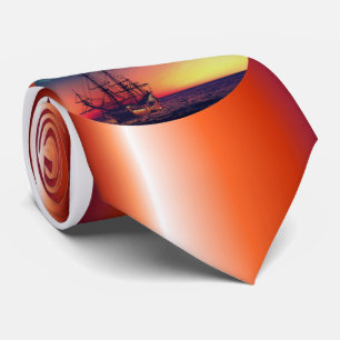 Sailing Ship into the Sunset Tie