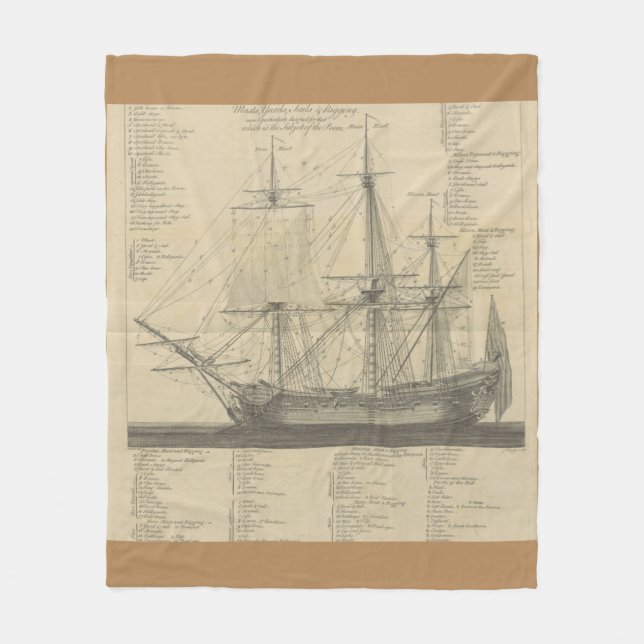 sailing ship layout fleece blanket (Front)