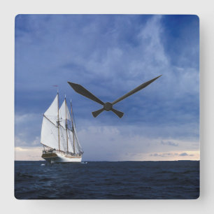 Sailing Ship On The Baltic Sea Square Wall Clock