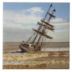 SAILING SHIP ON THE BEACH TILE
