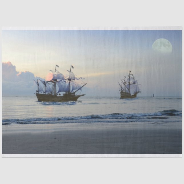 Sailing Ship Pirate Sailboat Sea 20x30  Decoupage Tissue Paper (Front)