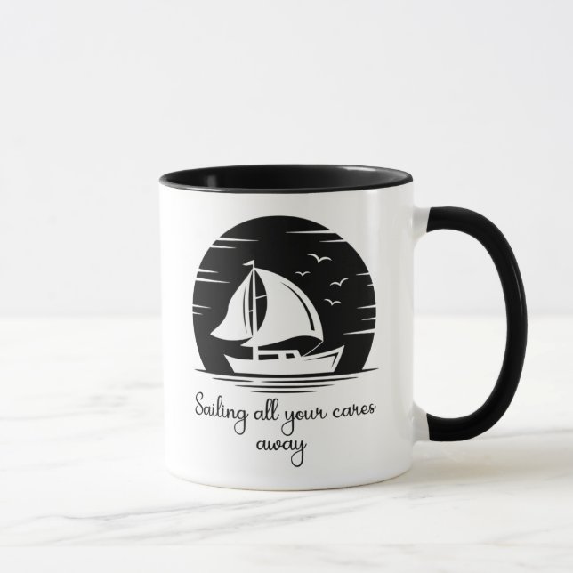 Sailing Ship Sailboat Yacht Inspirational Quote Mug (Right)