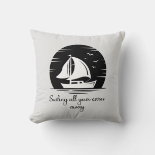 Sailing Ship Sailboat Yacht Inspirational Quote Throw Pillow
