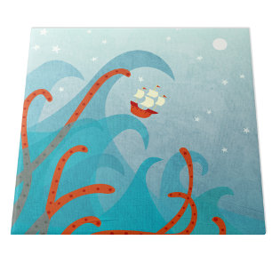 Sailing Ship Sea Monster Tile
