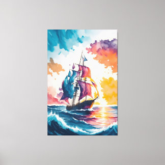 Sailing Ship Sea Painting Canvas Print
