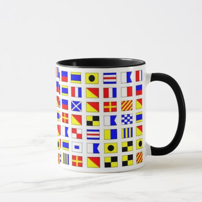 SAILING SHIP SIGNAL FLAGS MUG - Customized (Right)