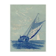 Sailing ship vintage travel postcard