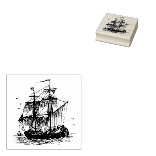 Sailing Ship Wood Stamp