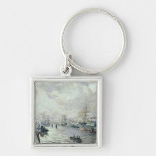 Sailing Ships in the Port of Hamburg, 1889 Keychain