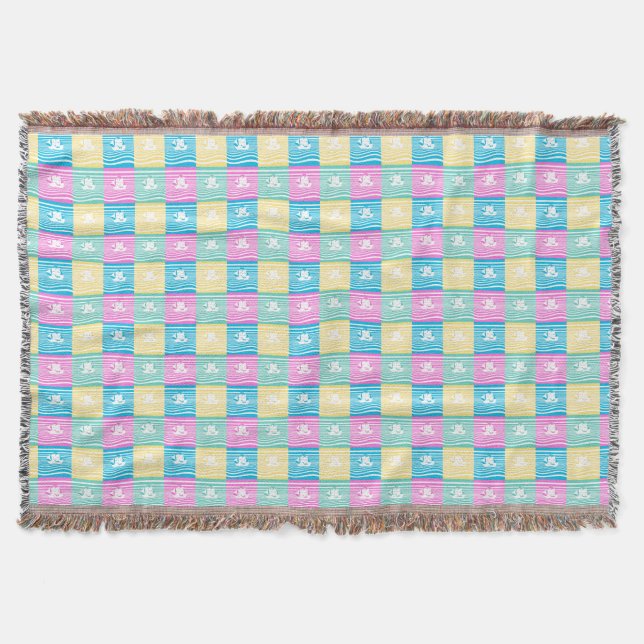 Sailing ships pattern throw blanket (Front)