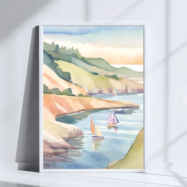 Sailing Shore | Rhode Island Ocean Watercolor Poster (Creator Uploaded)