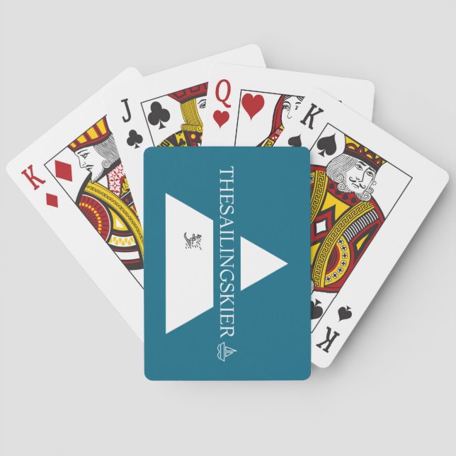 Sailing & Skier playing cards, card player gifts,  (Back)