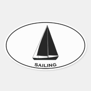 Sailing Sloop Sailboat Oval Logo Oval Sticker