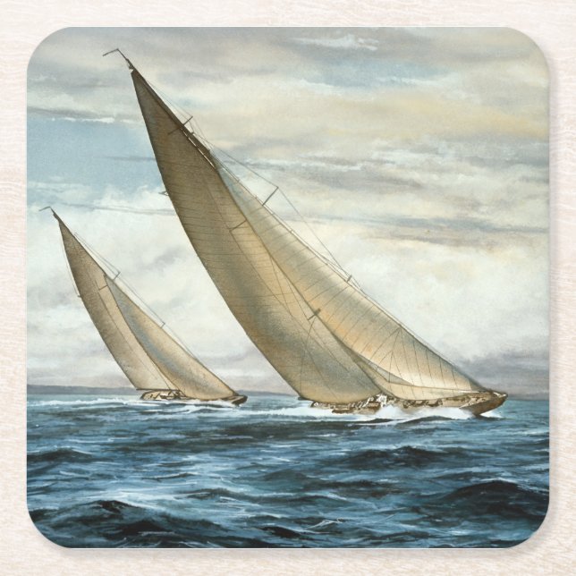 Sailing Square Paper Coaster (Front)