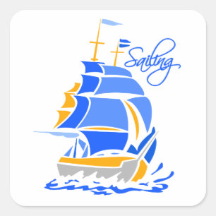 Sailing stickers, customizable square sticker