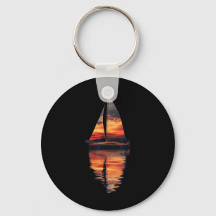 Sailing Sunset Akmu Sailboat Sea Double Exposure Keychain
