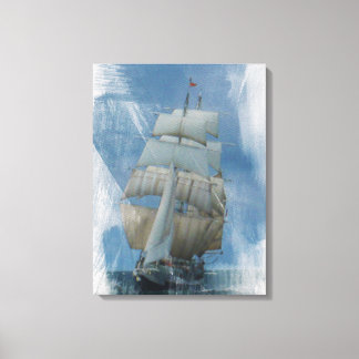 Sailing Tall Ship, Vessel , WATERCOLOR Painting Canvas Print