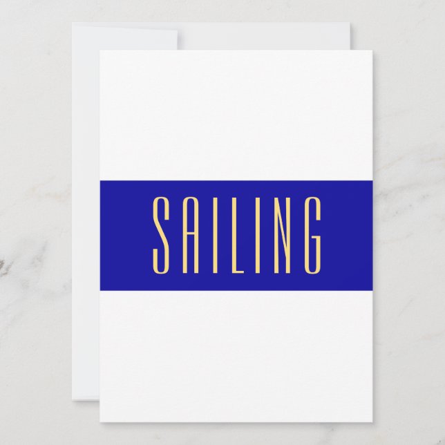 SAILING Text Modern Navy Blue White Wide Stripes (Front)