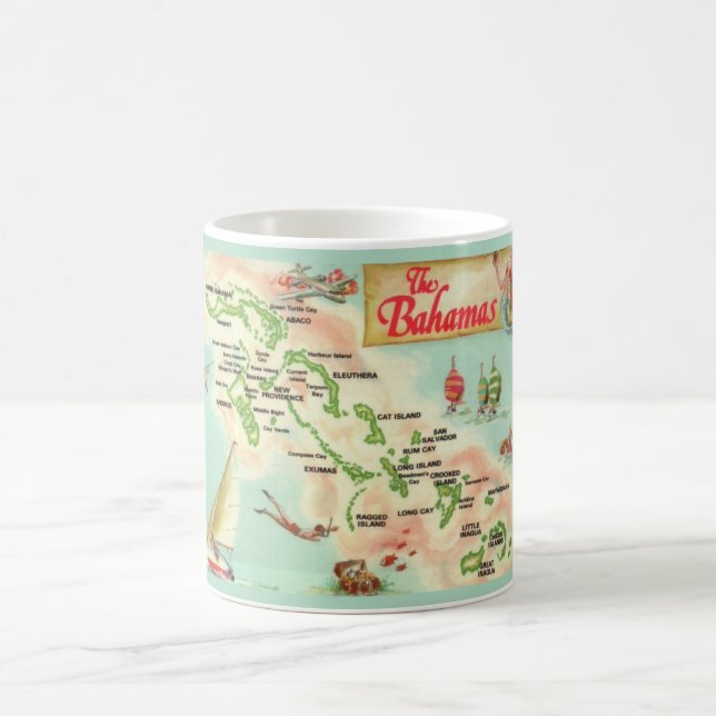 Sailing The Bahama Islands Map Coffee Mug (Center)