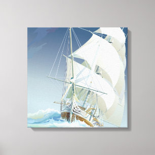 Sailing the Sea 2 Square Canvas Print