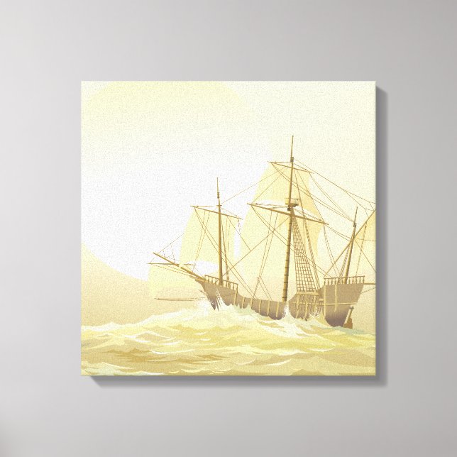 Sailing the Sea  Gold Sunset Canvas Print (Front)