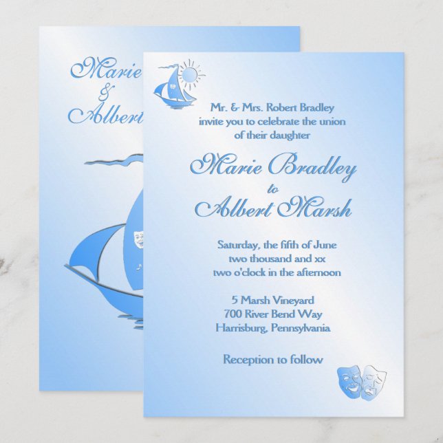 Sailing Theatre Wedding  Invitation (Front/Back)