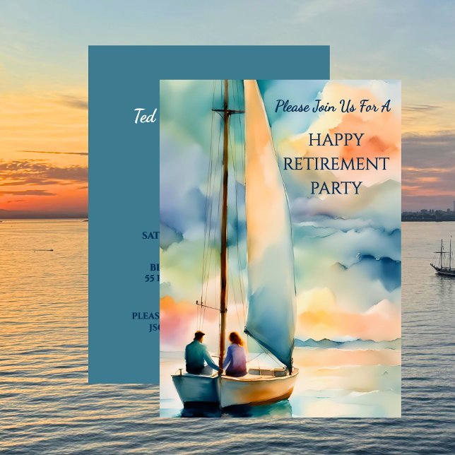 Sailing Theme Happy Retirement Party  Invitation (Happy Retirement Party Sailing Theme Invitation)
