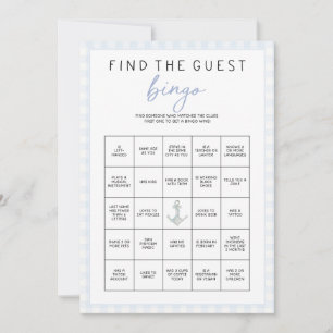 Sailing Themed Baby Shower Game - Guest Bingo