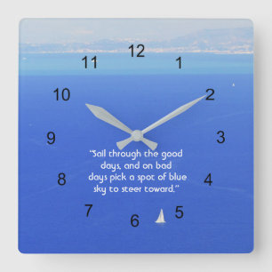 "SAILING THROUGH LIFE"/sail boat on sea acrylic Square Wall Clock