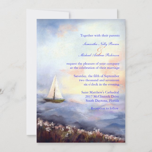 Sailing Together Beach Wedding Invitation (Devant)