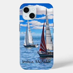 Sailing - Two sailboats on the water Personalize iPhone 15 Case