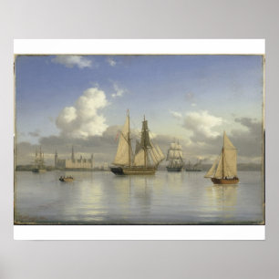 Sailing Vessels off Kronborg Castle, Sweden, 1880 Poster